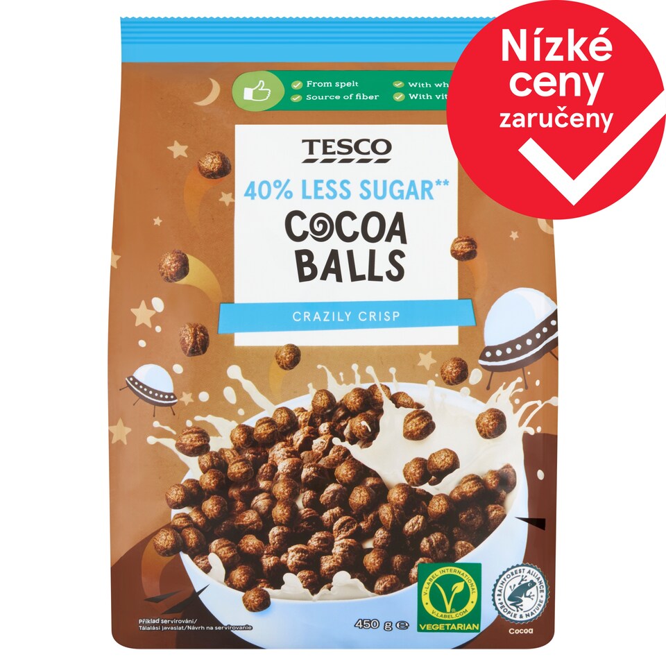 Tesco Pšeničné špaldové kakaové kuličky 450g
