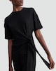 image 1 of F&F Crinkle Tie Front Co-ord Top in Black