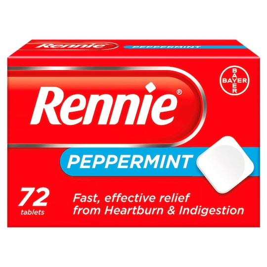 Rennie Peppermint Indigestion Tablets 72S Tesco Groceries