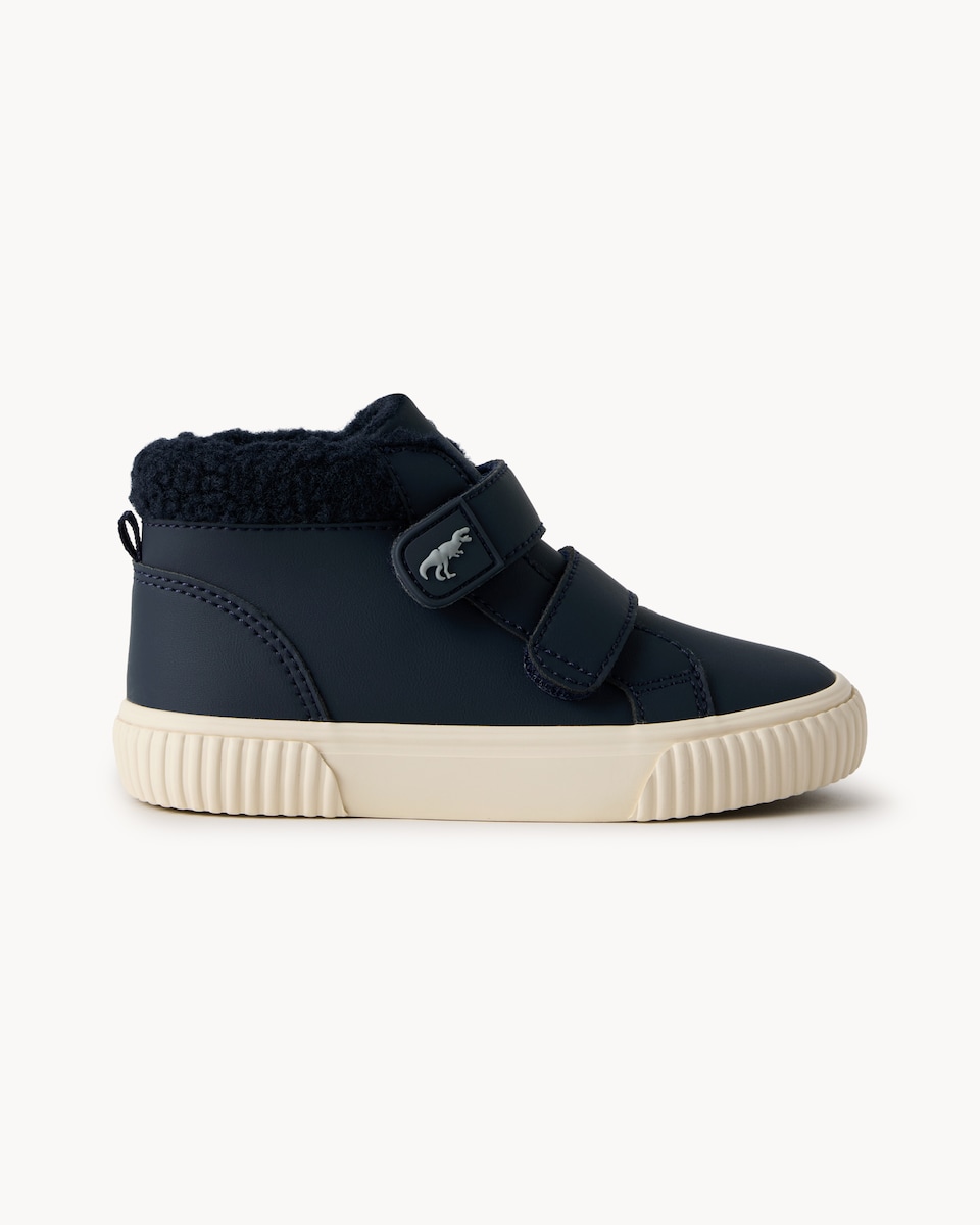 image 1 of F&F Boys Borg Lined High-Top Trainers in Navy
