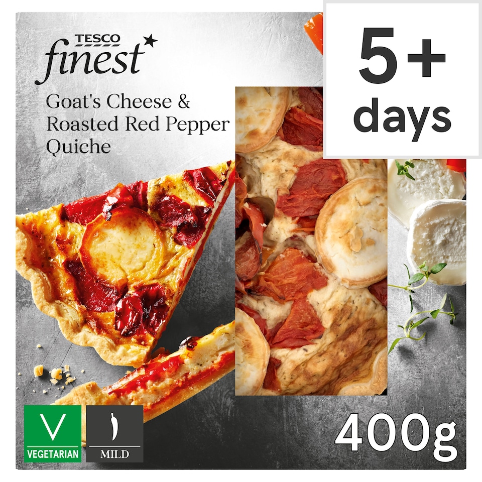 Tesco Finest Goat's Cheese & Roasted Red Pepper Quiche 400g