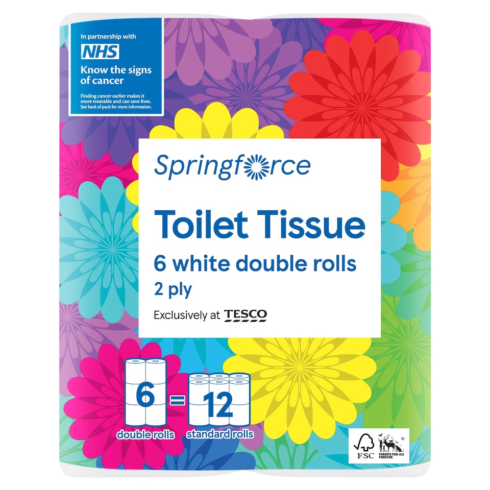 image 1 of Spring Force Toilet Tissue 6 White Double Rolls