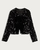 image 3 of F&F Faux Velvet Sequin Embellished Bow Jacket in Black