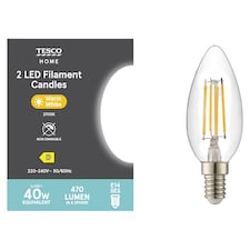 T. LED FILAMENT CANDLE 40W SES 2 pack