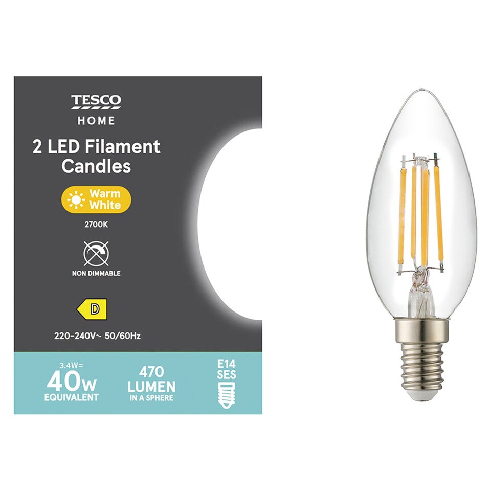T. LED FILAMENT CANDLE 40W SES 2 pack