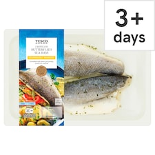 Tesco 2 Lemon Parsley Butterflied Sea Bass Fillets 255G