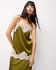 image 2 of The F&F Edit Satin Lace Trim Co-ord Cami Top in Green