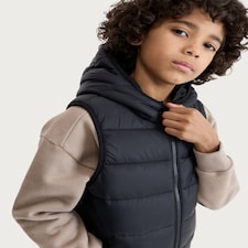 F&F Boys Hooded Padded Zip Up Gilet in Black