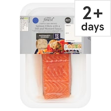 Tesco Finest Lightly Oak Smoked Salmon Fillets with a Dill and Mustard Sauce 260g