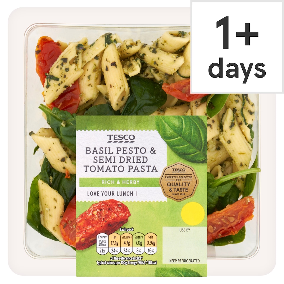 Tesco Basil Pesto & Semi Dried Tomato Pasta 225g