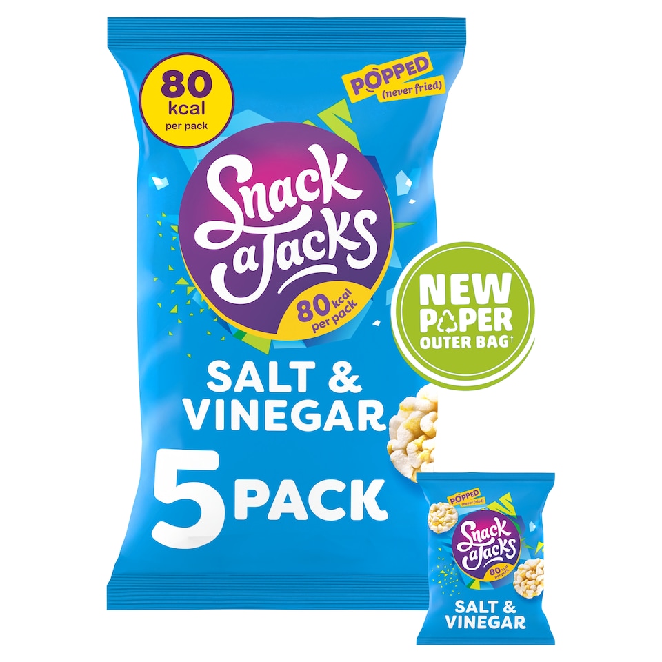 image 1 of Snack a Jacks Salt & Vinegar Rice Cakes Multipack Snacks 5x19g