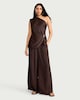 image 2 of The F&F Edit Satin One Shoulder Co-ord Top in Chocolate