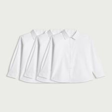 F&F School Boys 3-Pack Regular Fit Long Sleeved Shirts in White