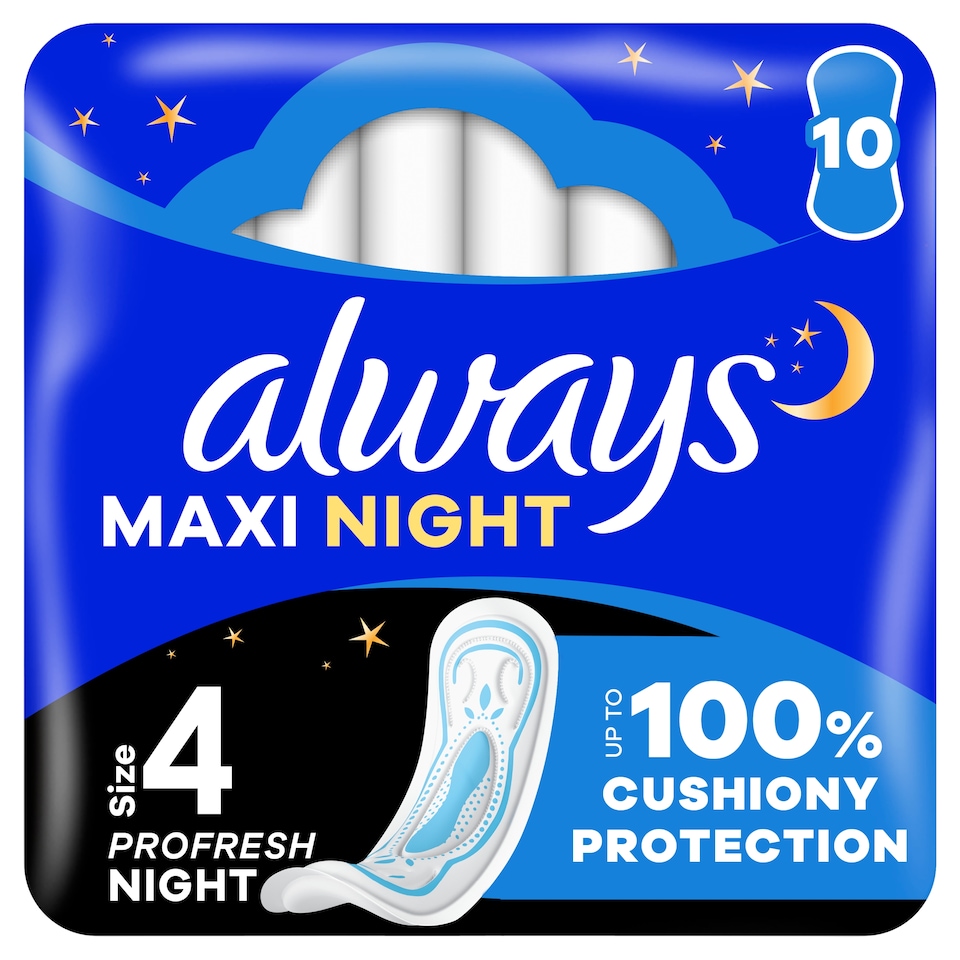 image 1 of Always Maxi Size 3 Night Sanitary Towels 9 Pack