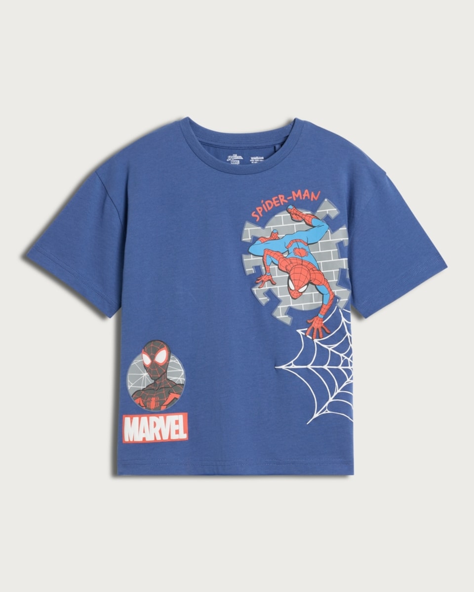 image 1 of Marvel Spider-Man Pure Cotton T-Shirt in Blue