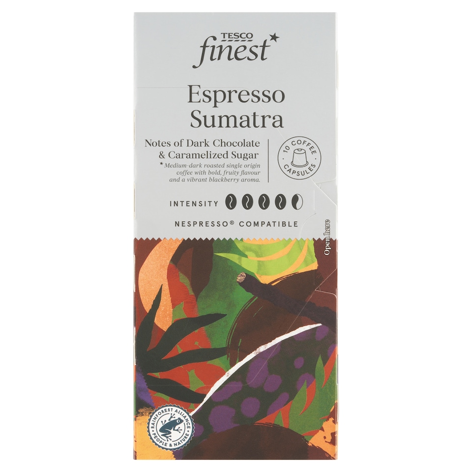 Tesco Finest Espresso Sumatra őrölt, pörkölt kávé kapszulákban 10 db 54 g