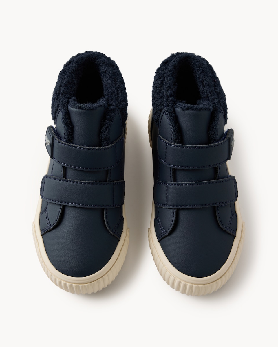 image 1 of F&F Boys Borg Lined High-Top Trainers in Navy