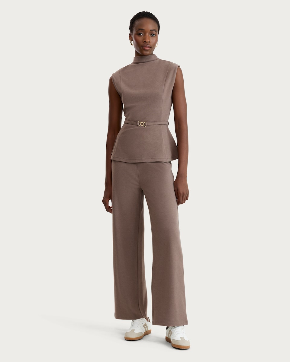 image 1 of F&F Wide Leg Co-ord Trousers in Mink