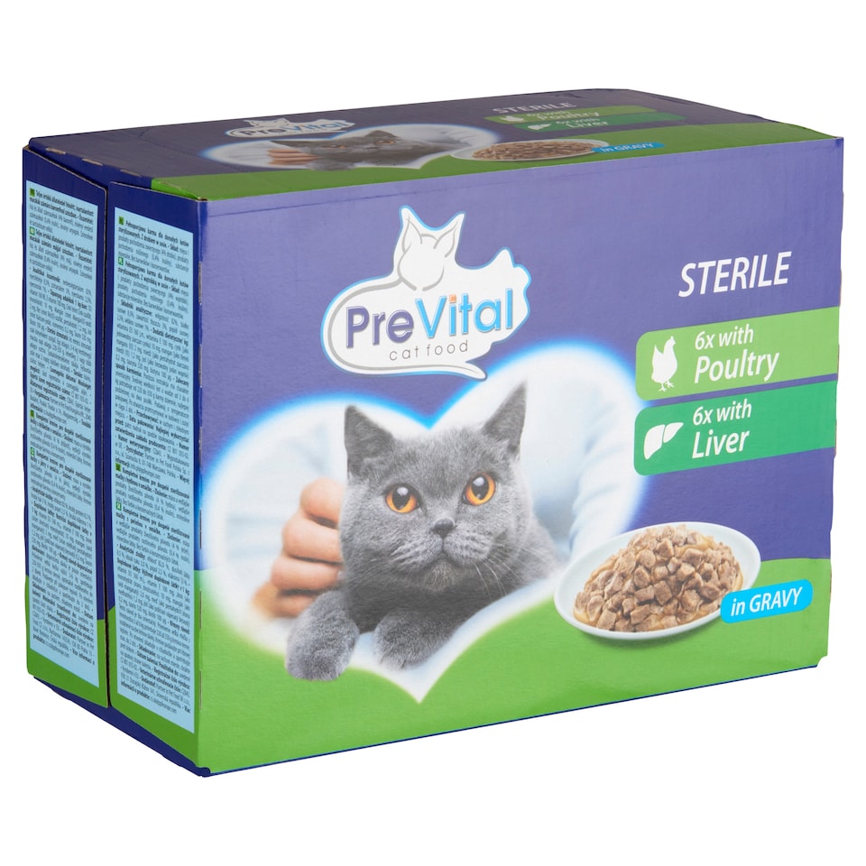 PreVital Wet Cat Food for Sterile Cats in Gravy Pouch 12 x 100 g
