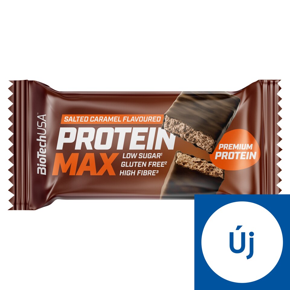 BioTechUSA Protein Max sós karamell ízű bevont fehérjeszelet édesítőszerekkel 45 g
