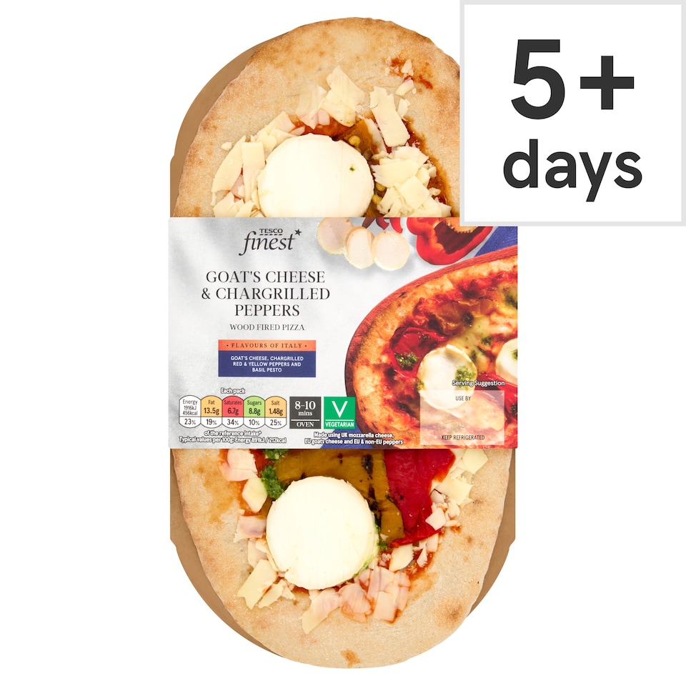 Tesco Finest Goats Cheese And Chargrilled Pepper Pizza 240G