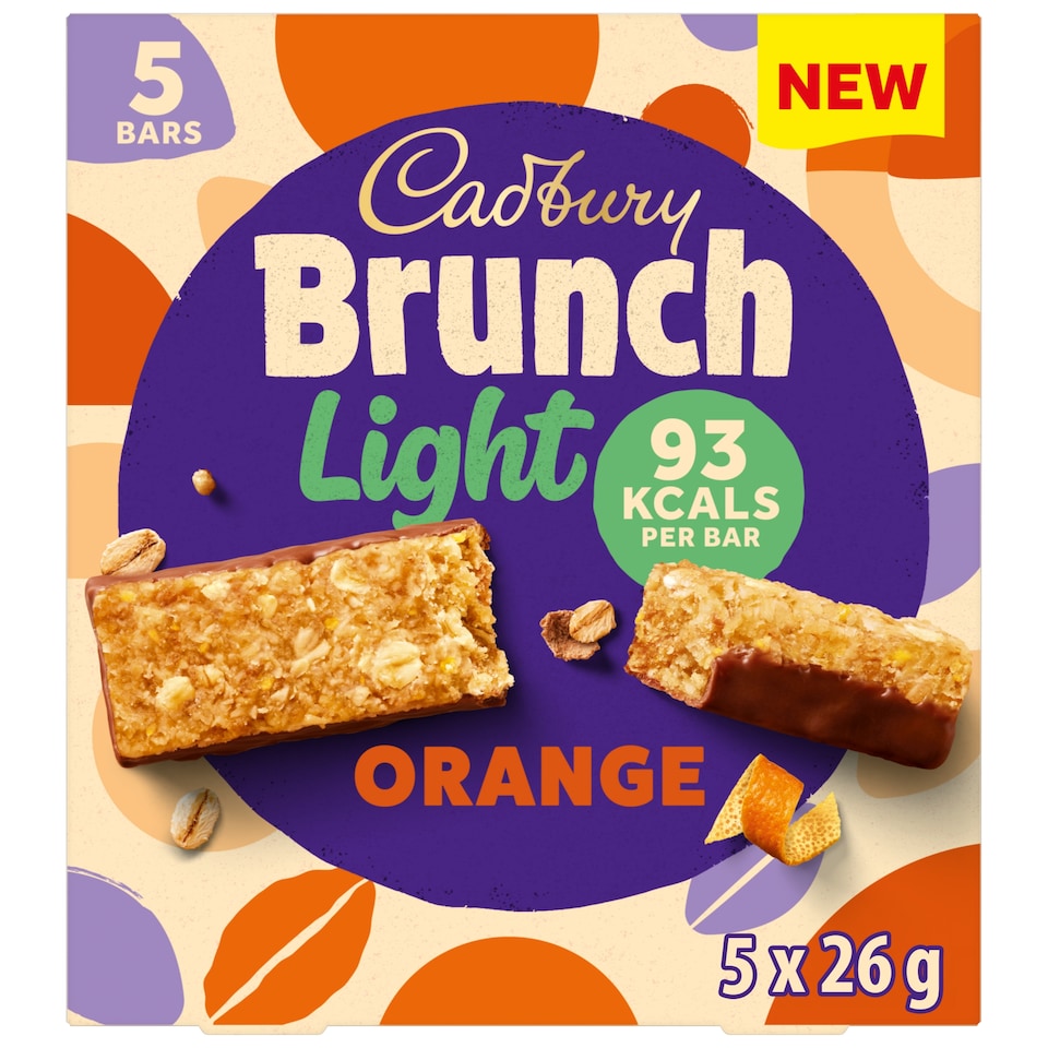 Cadbury Brunch Light Cereal Bars - Orange 5 x 26g