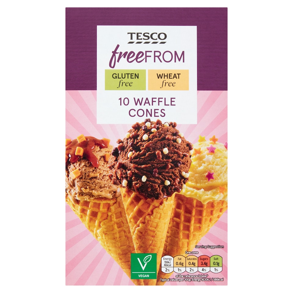 Tesco Free From 10 Waffle Cones
