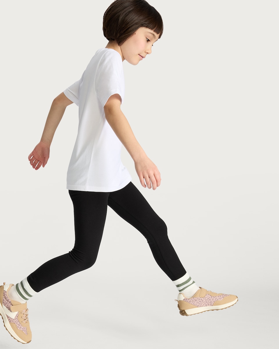 image 1 of F&F Girls 3-Pack Cotton Rich Lace Trim Leggings in Black