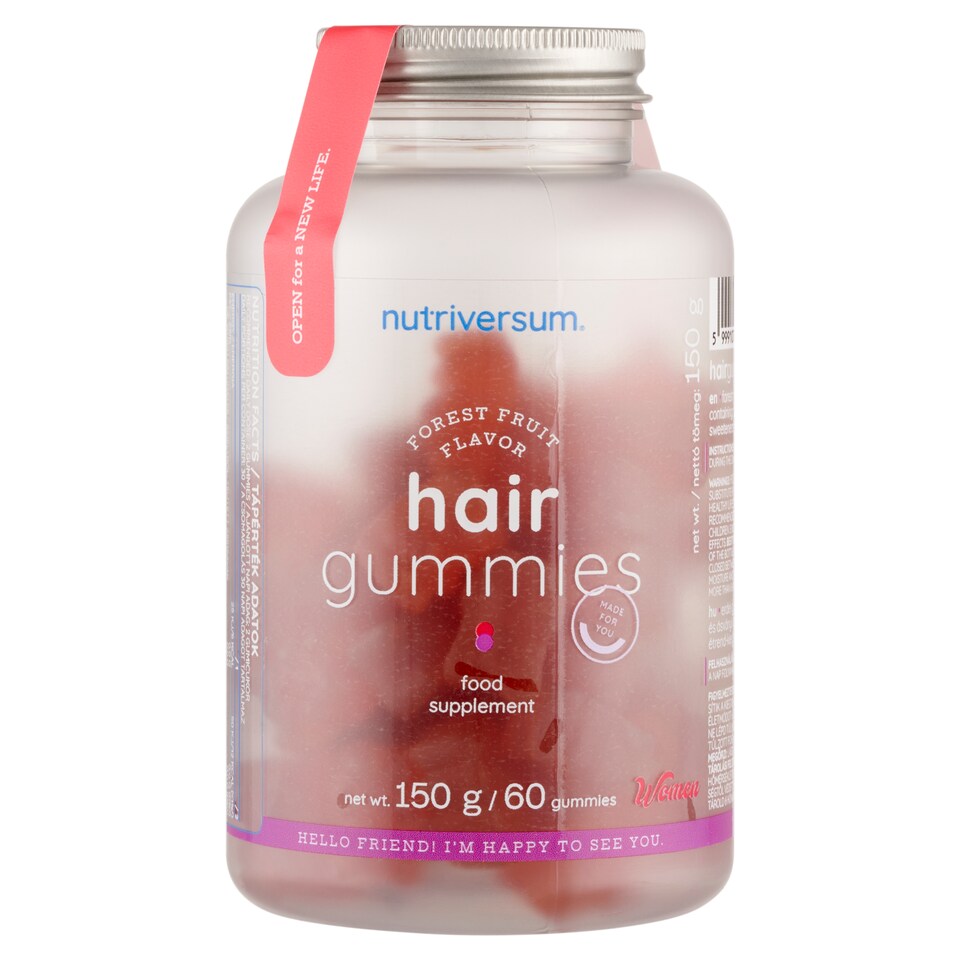 Nutriversum Hair Gummies erdei gyümölcs ízesítésű étrend-kiegészítő gumicukor 60 db 150 g