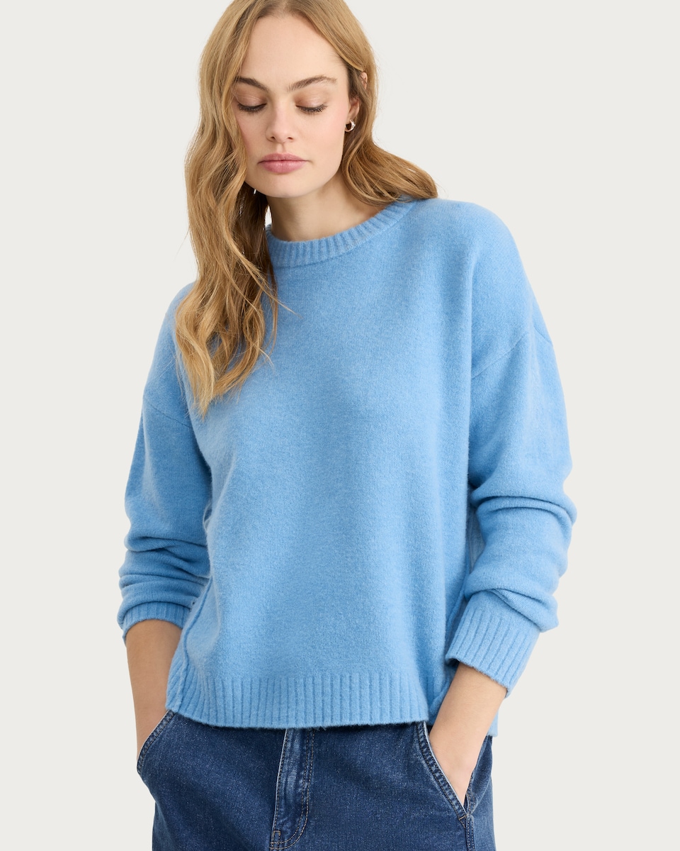 image 1 of F&F Seam Detail Long Sleeved Oversized Fit Jumper in Blue