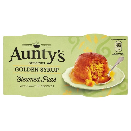 Auntys Golden Syrup Puddings 2 X 95G Tesco Groceries