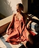 image 1 of The F&F Edit V Neck Hanky Hem Midi Dress in Orange