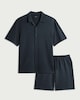 image 4 of F&F Cotton Rich Textured Short Pyjama Set in Navy