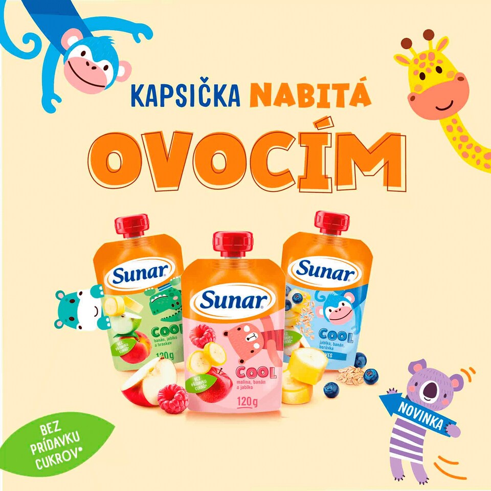 image 1 of Sunar Cool ovocné kapsička jahoda, banán, jablko 12m+, 120 g
