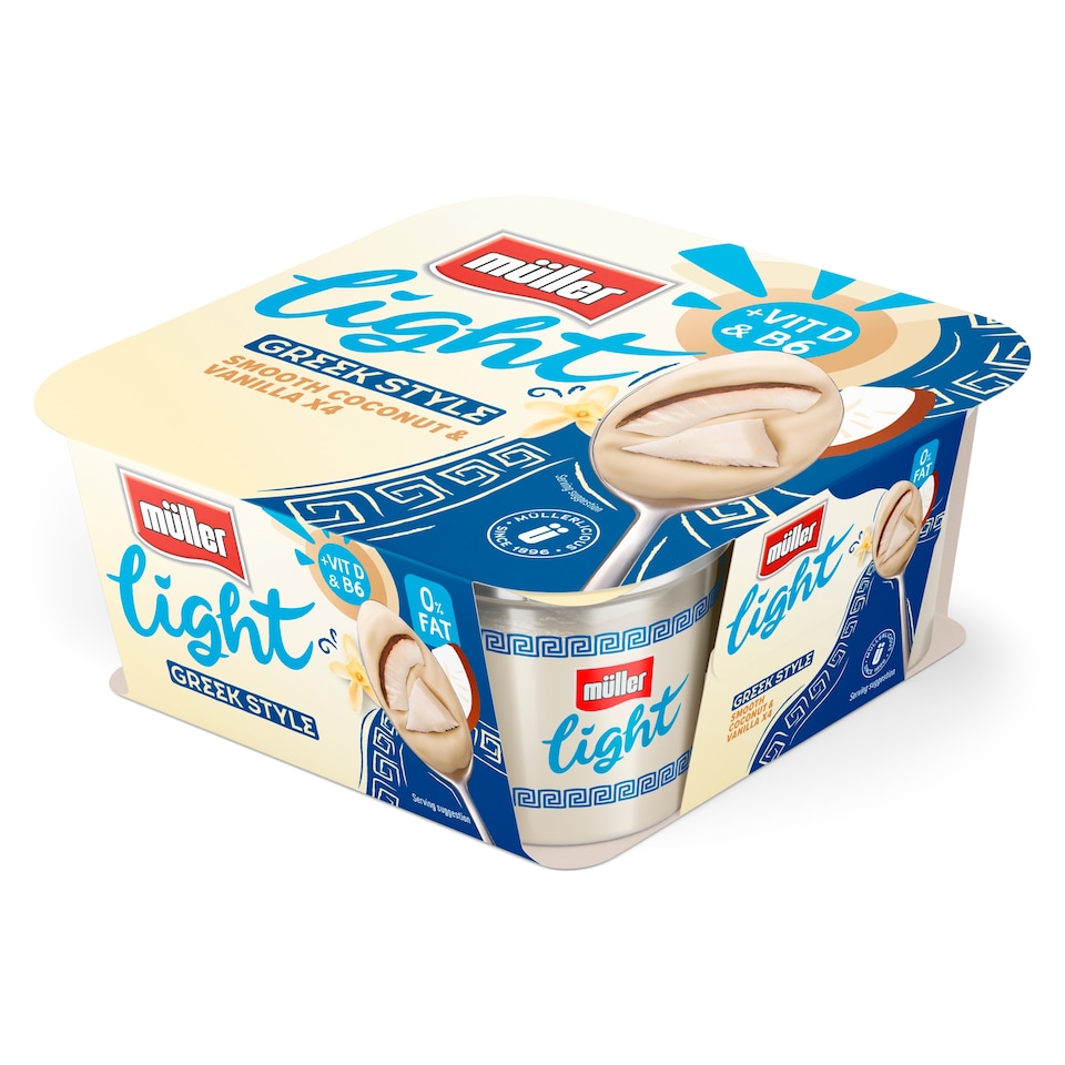 image 1 of Muller Light Greek Style Yogurt - Smooth Coconut & Vanilla 4x115g