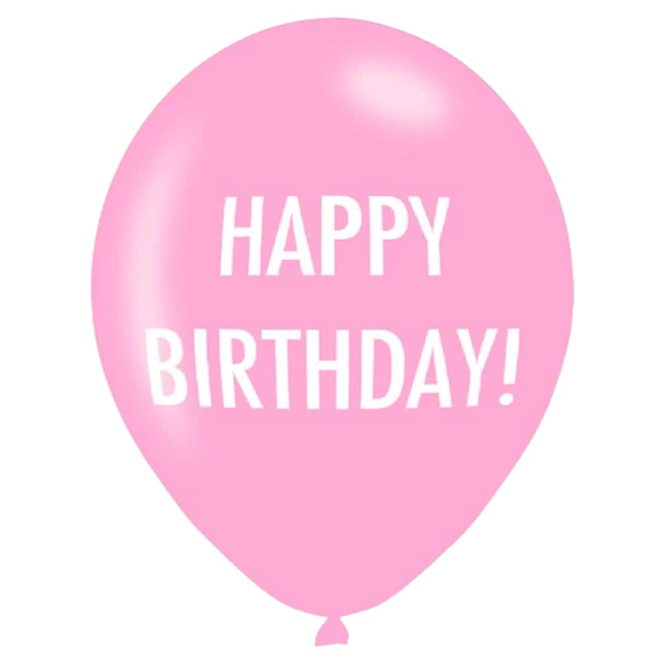 Tesco Happy B Day Balloons Pink 10 Pack