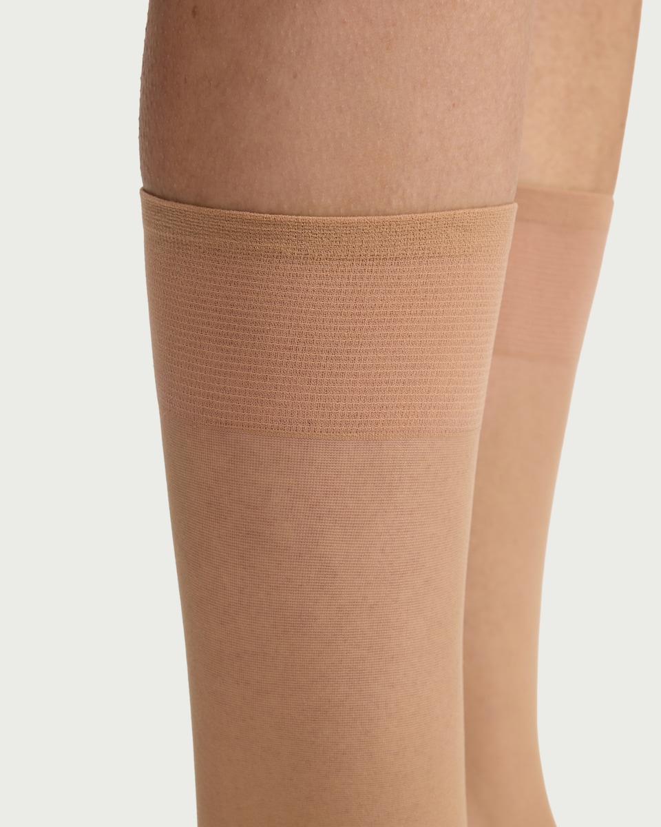 image 1 of F&F 5-Pack 15 Denier Knee Highs in Nude