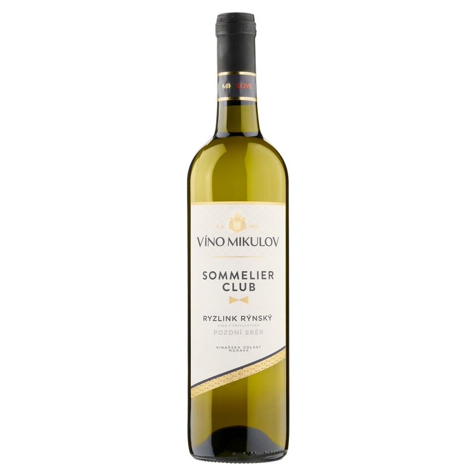 Obrázek 1 pro produkt Víno Mikulov Sommelier Club Ryzlink rýnský víno s přívlastkem pozdní sběr suché bílé 0,75l
