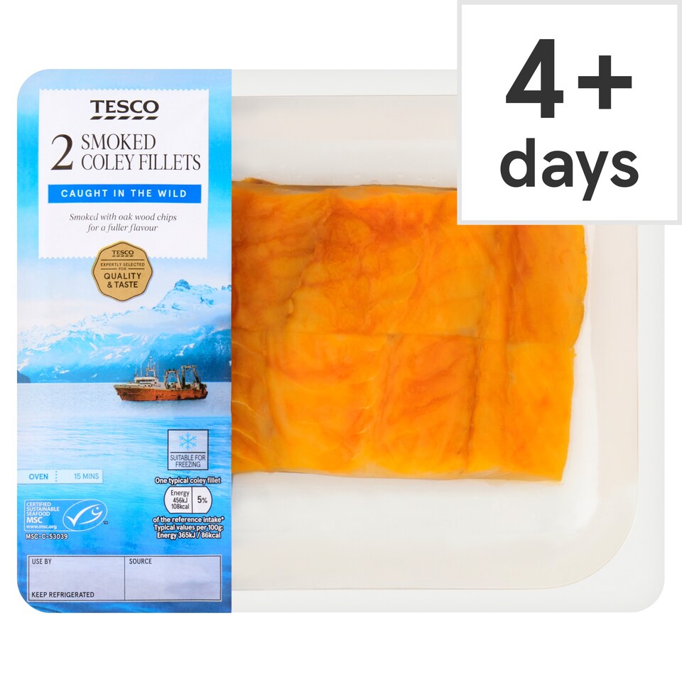 Tesco 2 Smoked Coley Fillets 250g