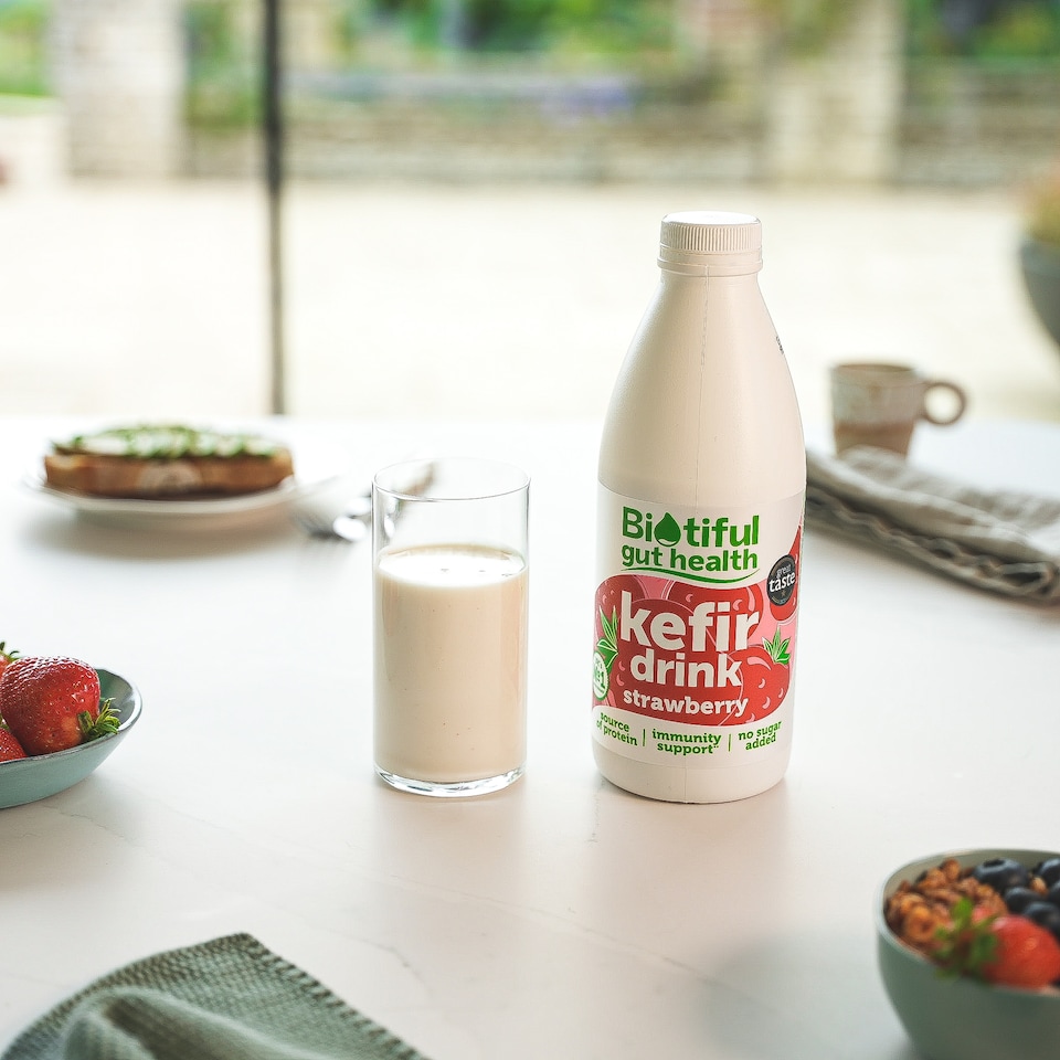image 1 of Biotiful Gut Health Kefir Milk Drink Strawberry 1 Litre