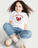 image 1 of F&F Girls Pure Cotton England Sequin T-Shirt in White