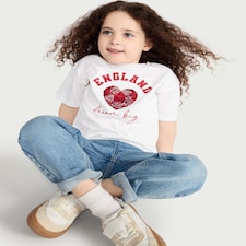 F&F Girls Pure Cotton England Sequin T-Shirt in White