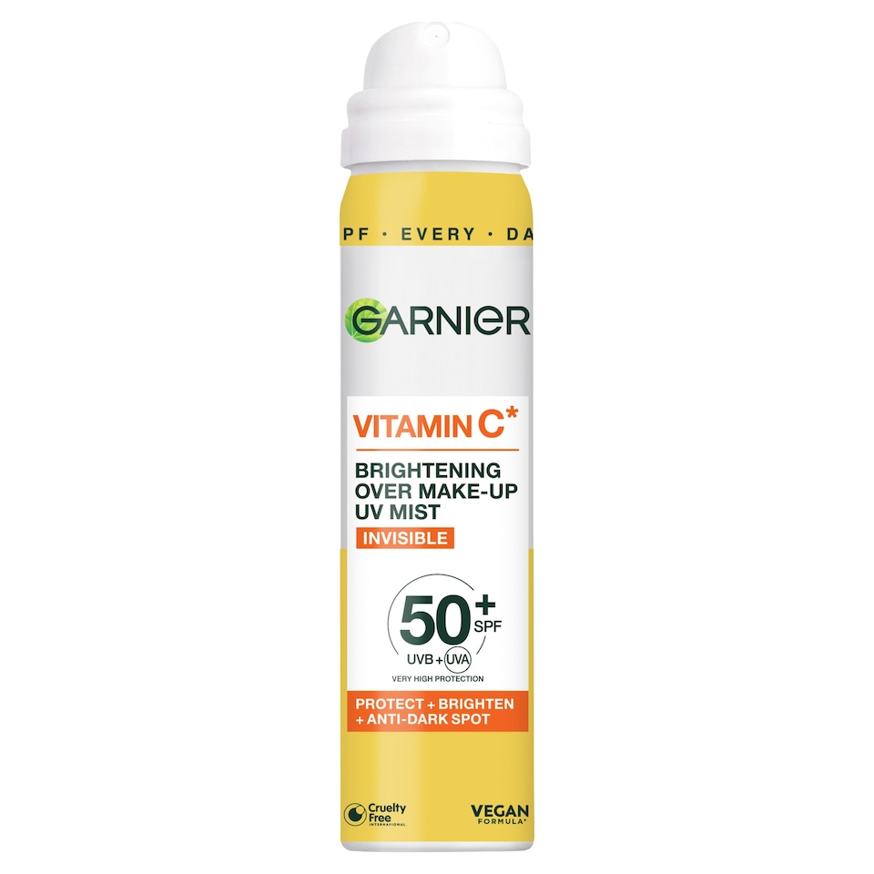 image 1 of Garnier Skin Active Vitamin C Over Make-up UV Mist Invisible SPF50+ 75ml