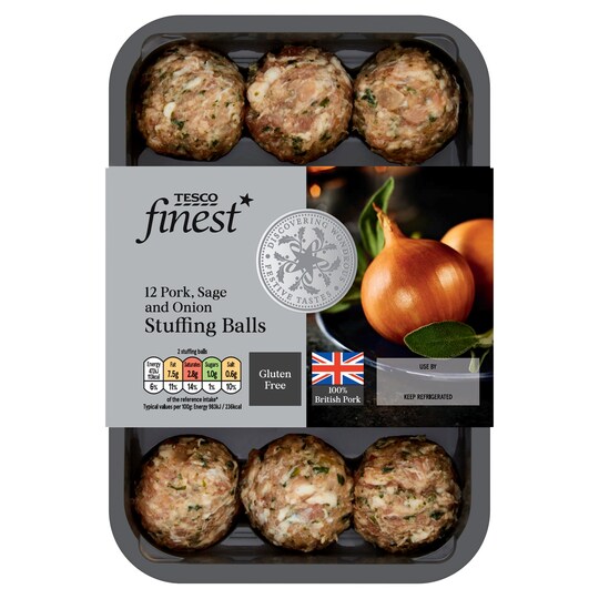 Tesco Finest* 12 Sage And Onion Stuffing Balls 350G Tesco Groceries