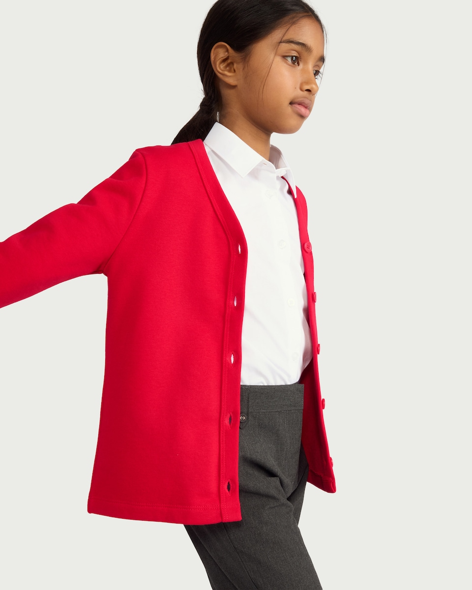 image 1 of F&F School Unisex 2-Pack Cotton Rich Sweat Cardigans in Red