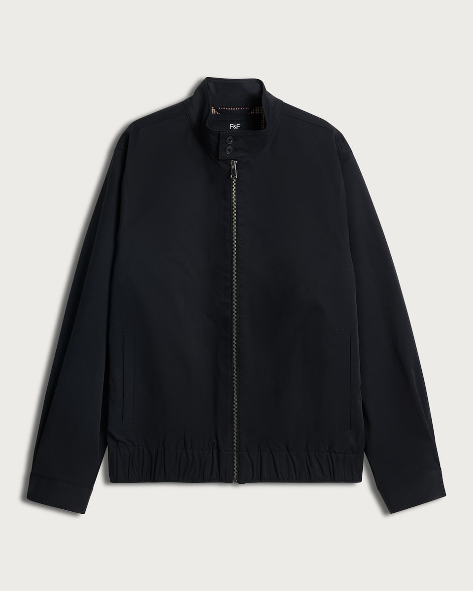image 1 of F&F Funnel Neck Zip Up Harrington Jacket in Black