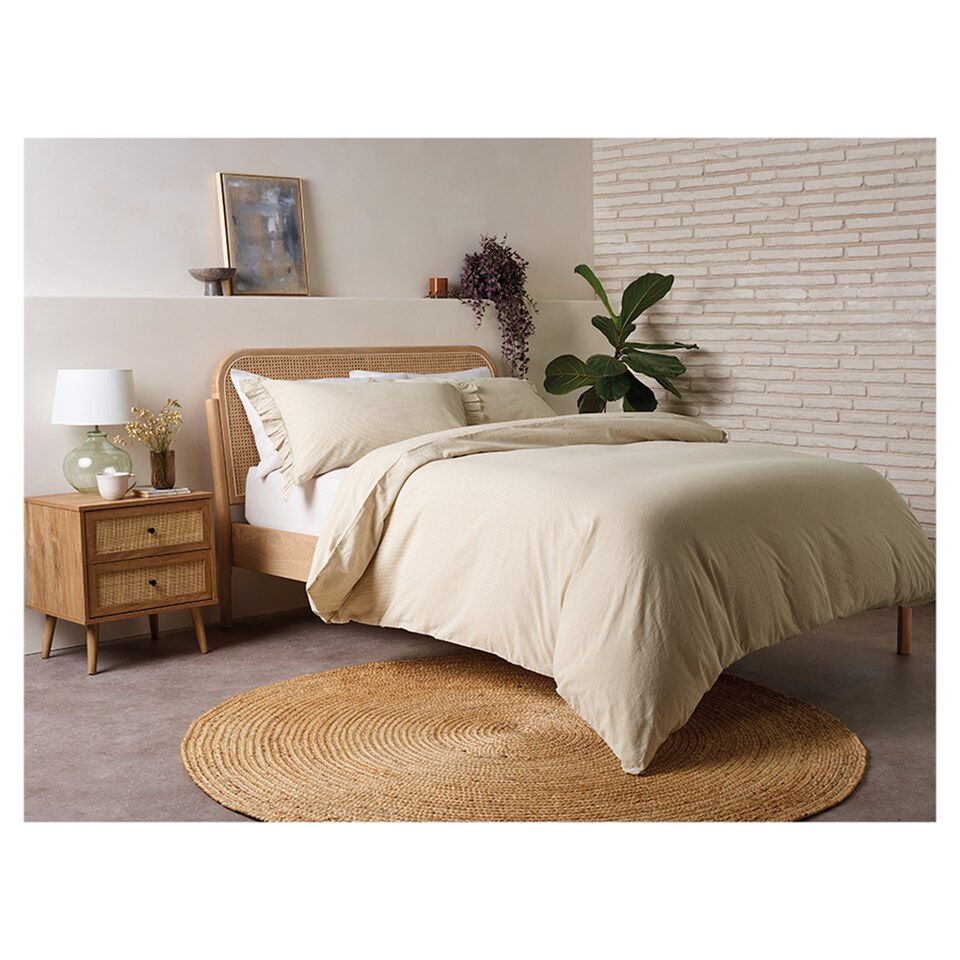 F&F Home Bedding Washed Cotton Stripe Duvet Set King