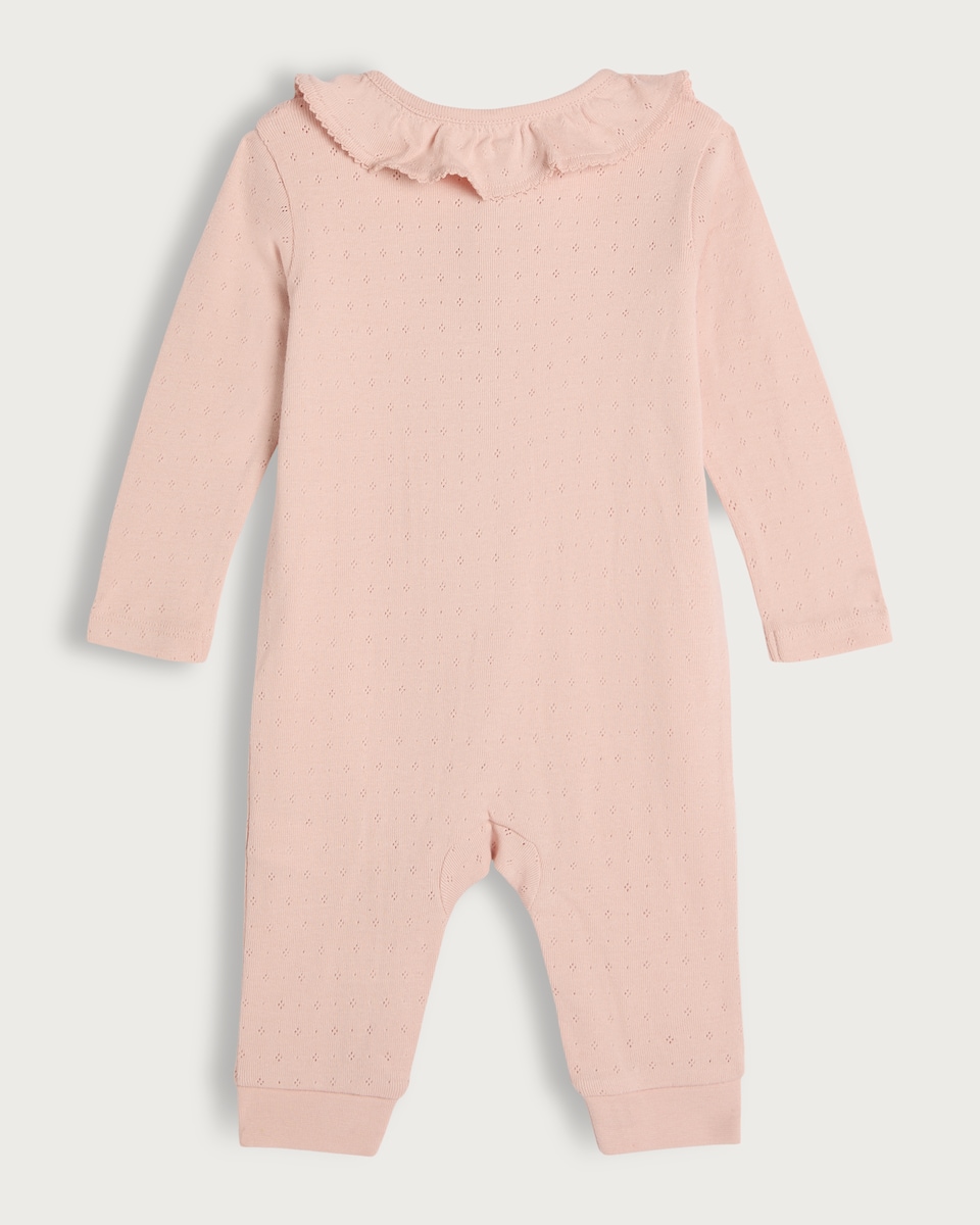 image 1 of F&F Baby 2-Pack Pure Cotton Ruffle Collar Sleepsuits in Pink