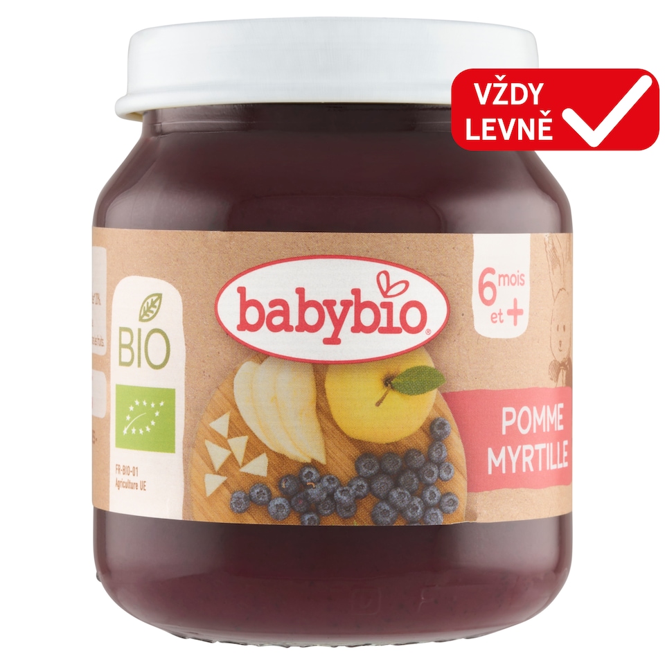 Babybio Bio ovocný příkrm jablka a borůvky 130g