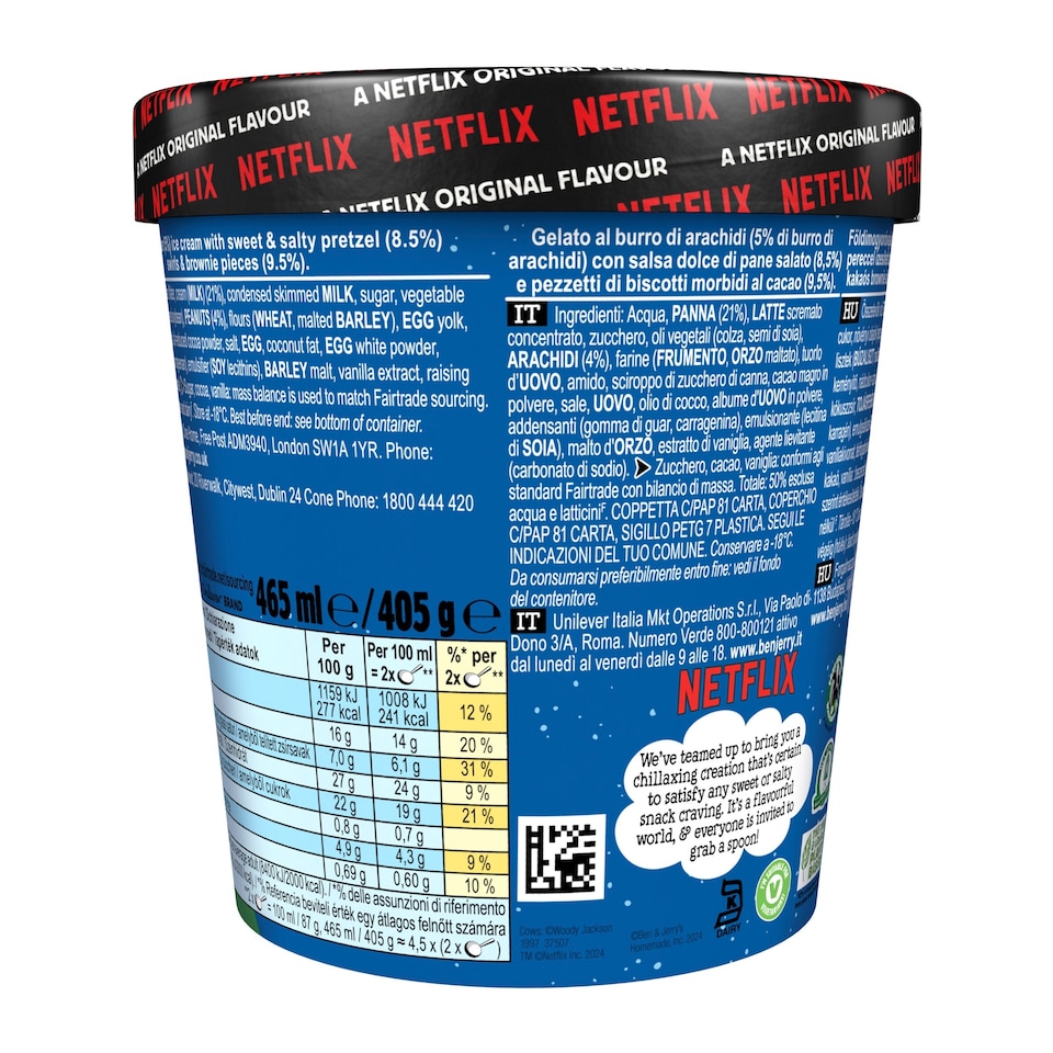 image 1 of Ben And Jerry's Netflix & Chilll'd Peanut Butter Ice Cream Tub 465ml